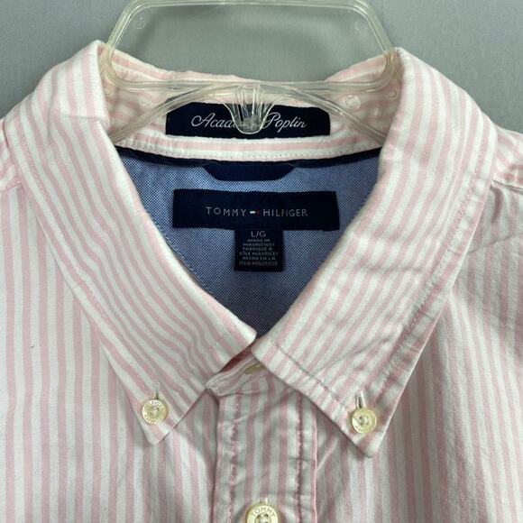 Tommy Hilfiger Pink Striped Shirt Men’s Large - Picture 3 of 7